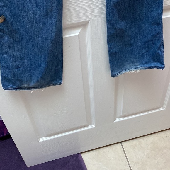 Q For All Mankind distressed solid blue stretch bootcut jeans size 28 waist - Picture 3 of 3